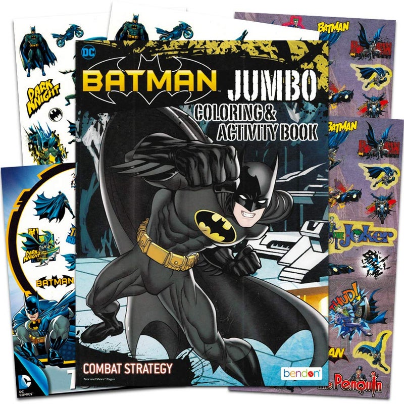 DC Comics Batman Coloring and Activity Bundle -- Batman Coloring Book, Temporary Tattoos and Stickers for Kids Boys Girls (Batman Party Pack)